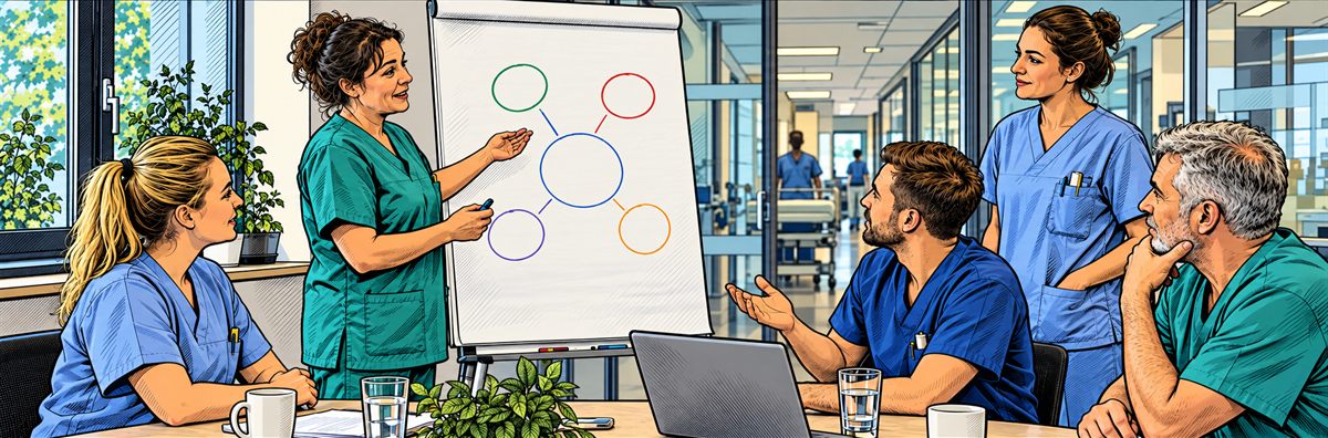Illustration zum Beitrag: Konflikte im Team lösen: Wie Führungskräfte in Pflege, Klinik und Praxis vermitteln