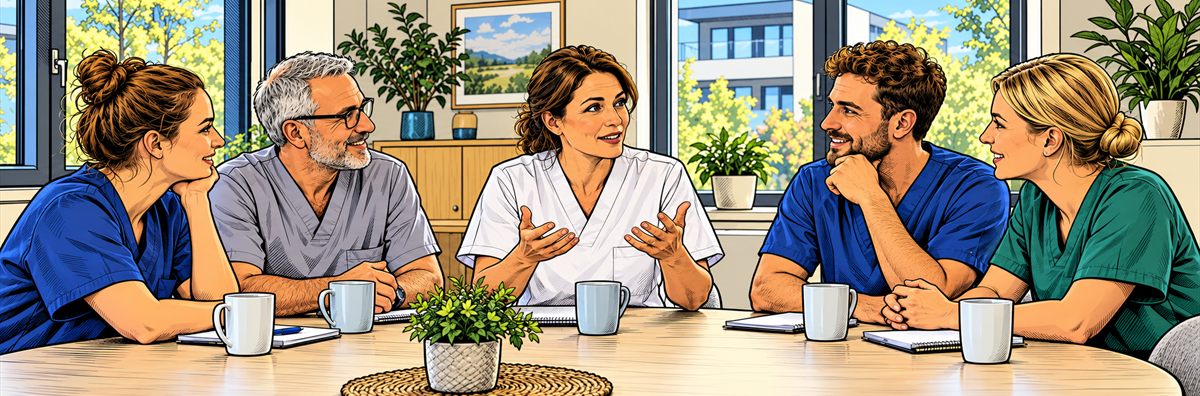 Illustration zum Beitrag: Das 4-Ohren-Modell im Arbeitsalltag: Warum eine Übergabe vier Botschaften hat